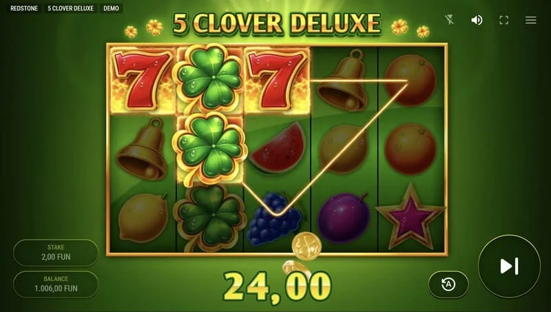 5 Clover Deluxe - pamata spēles laimests